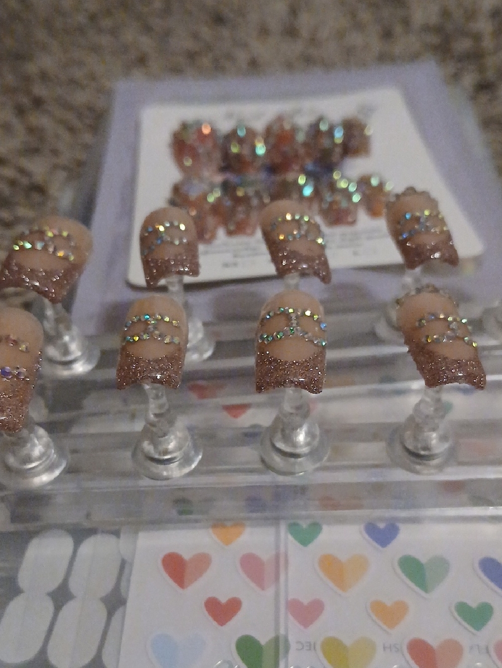 Press-On Nails with Iridescent Rhinestones (2sets) - Picture 2 of 7